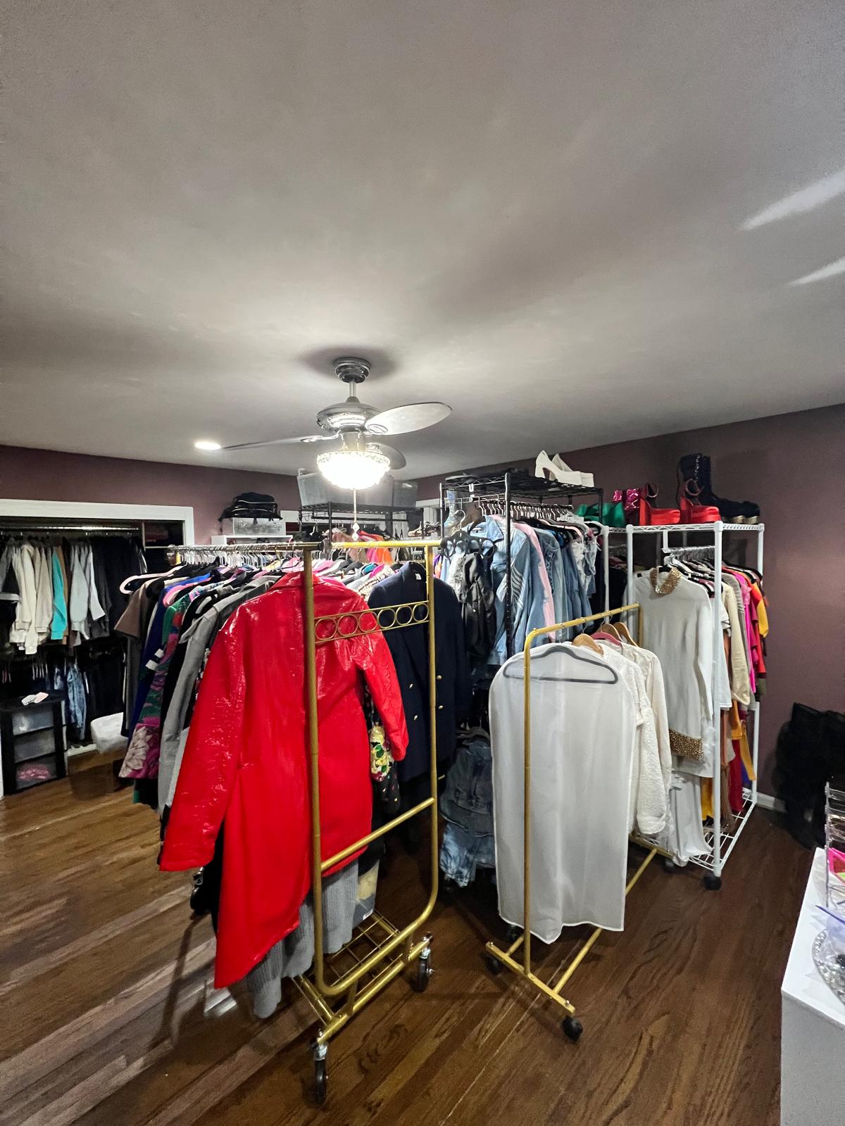 Walk-in closet after organizing